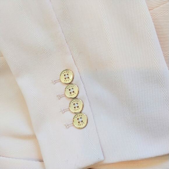 DKNY Blazer Oversized Sz 16 Soft Peach GOLD Buttons Long Jacket Avante Garde NEW - Picture 3 of 14